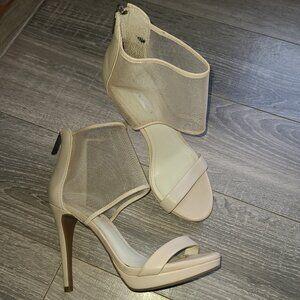 BCBG Generation Womens BG-Gerbera 7.5B Stiletto Platform Shoes Cream Color Zip